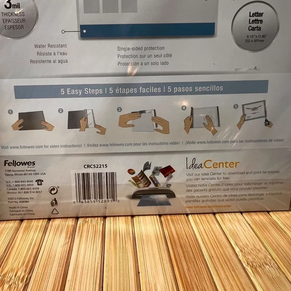 New LOT of 2 Fellowes Self-Adhesive 3 mil Laminating Sheets 9